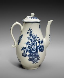 コーヒーポット、c。 1770-1783（トランスファープリント付きソフトペースト磁器） 作： Worcester Porcelain Manufactory Worcester Porcelain Manufactory